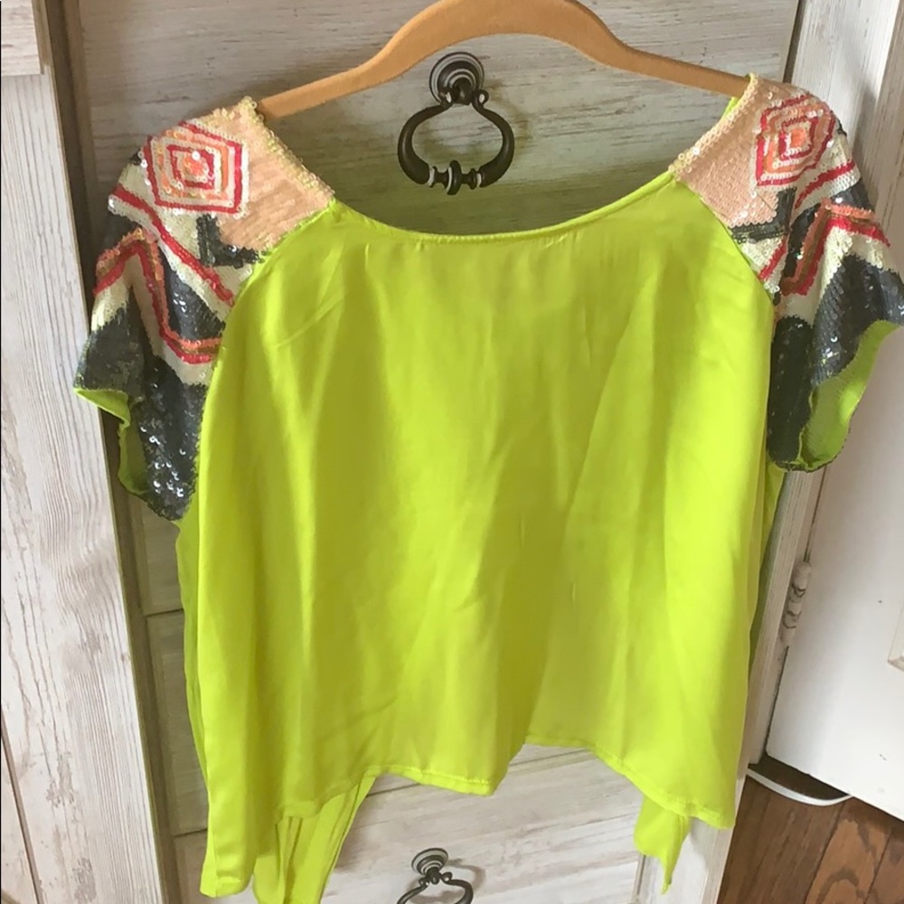 GUESS open back beaded sleeve blouse